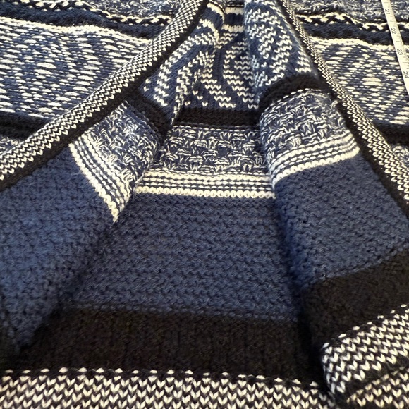 Hannah blue white long line open front knit cardigan SZ M - Picture 4 of 11